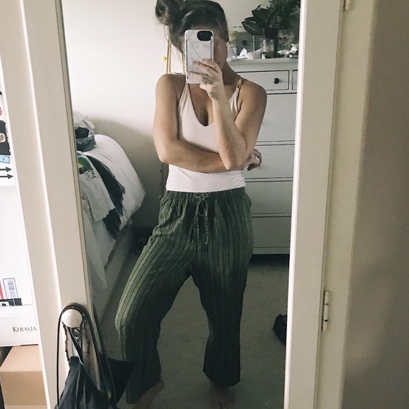 Pants - Green Striped Dress Pants
